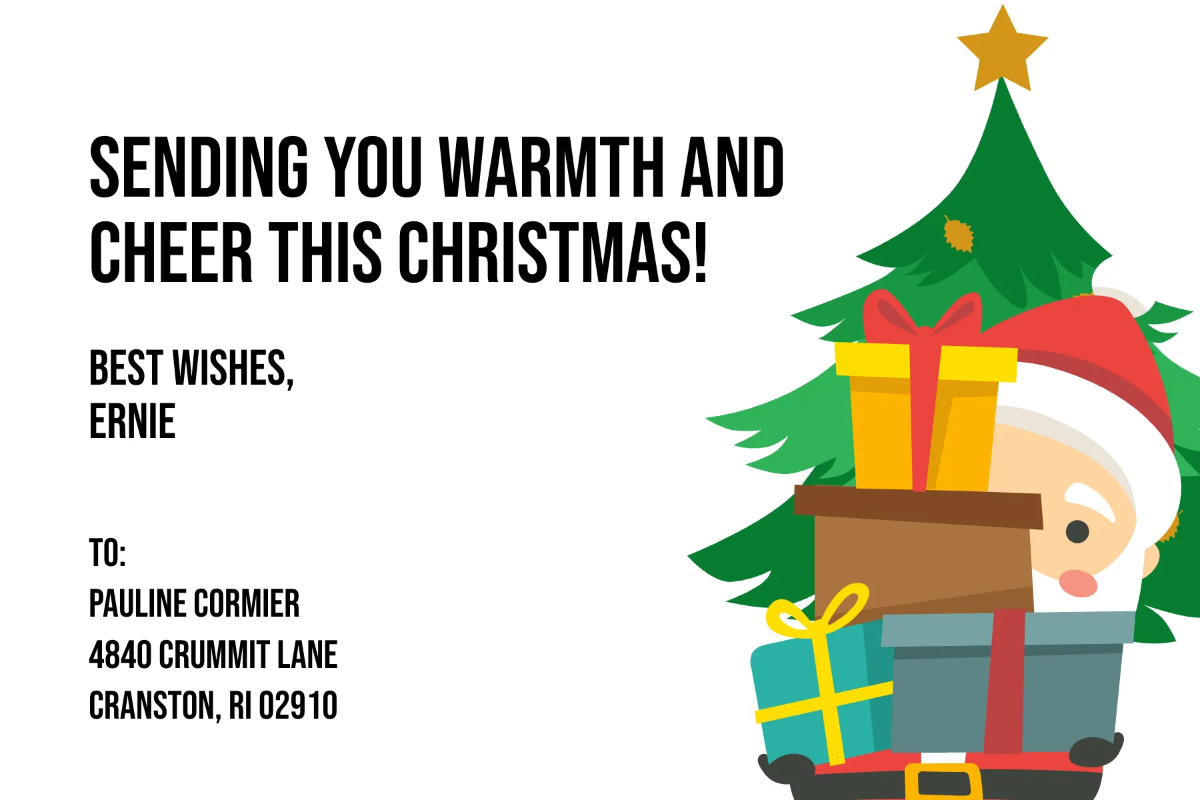 Free Colorful Christmas Postcard Template to Edit Online