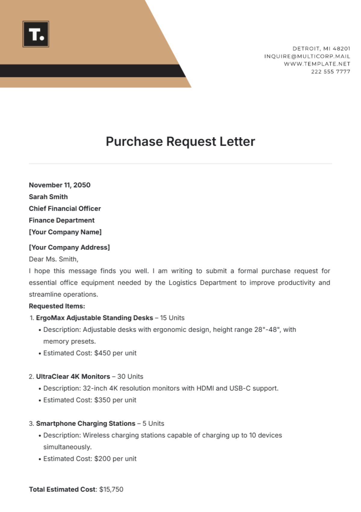 Purchase Request Letter Template - Edit Online & Download