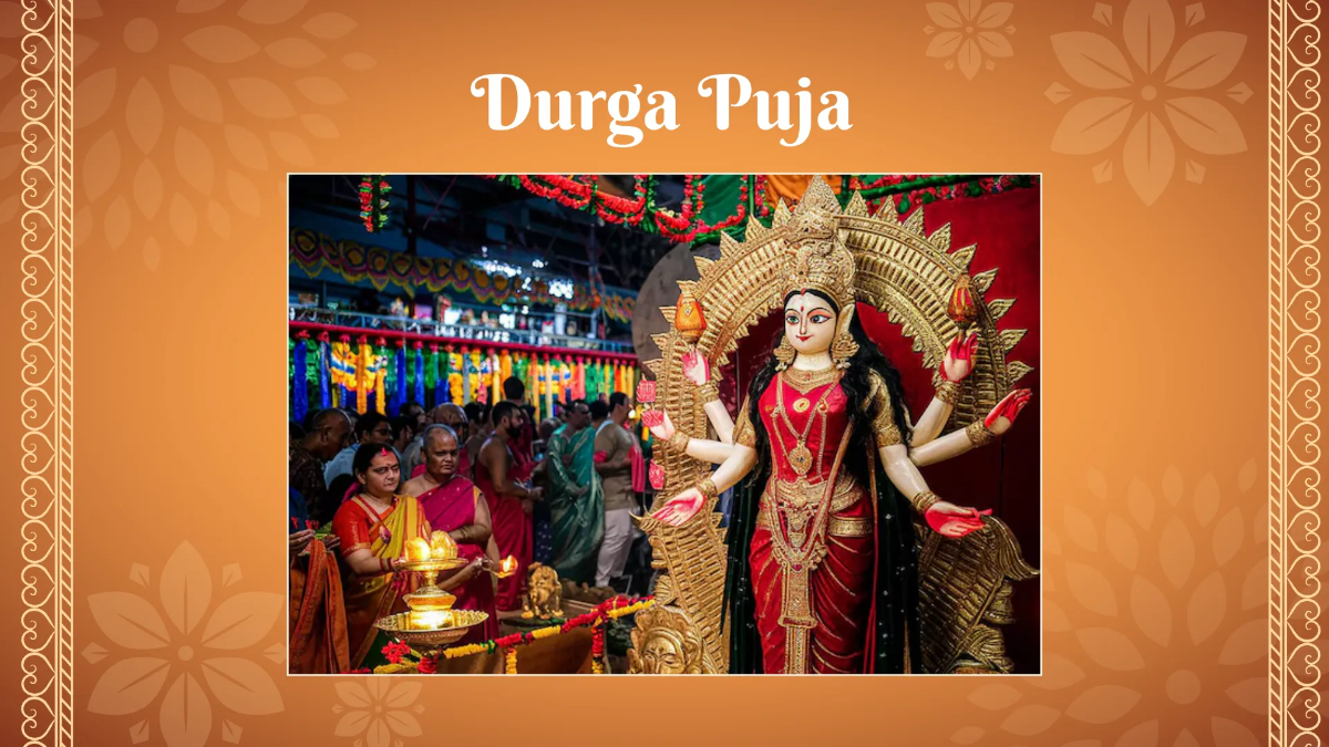 Free Durga Puja Presentation Template to Edit Online