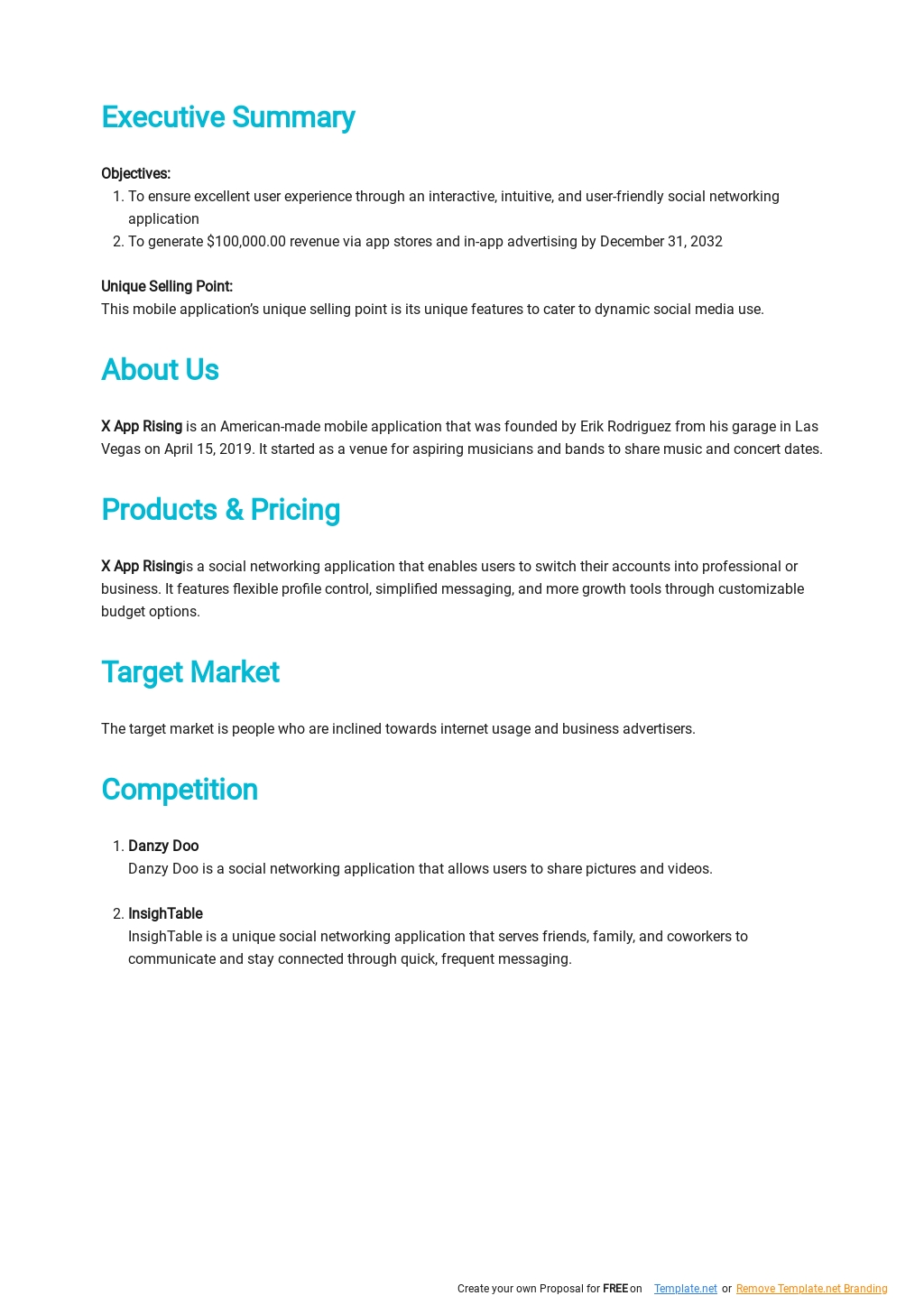 Mobile App Business Plan Template Google Docs, Word, Apple Pages