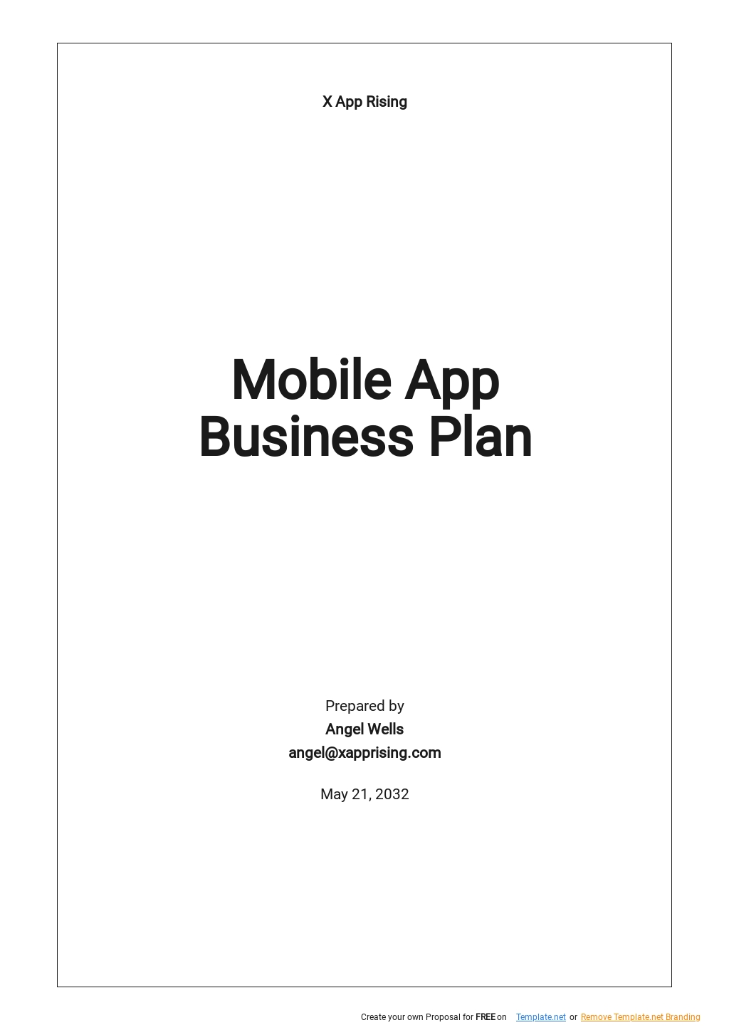 Mobile App Business Plan Template Free