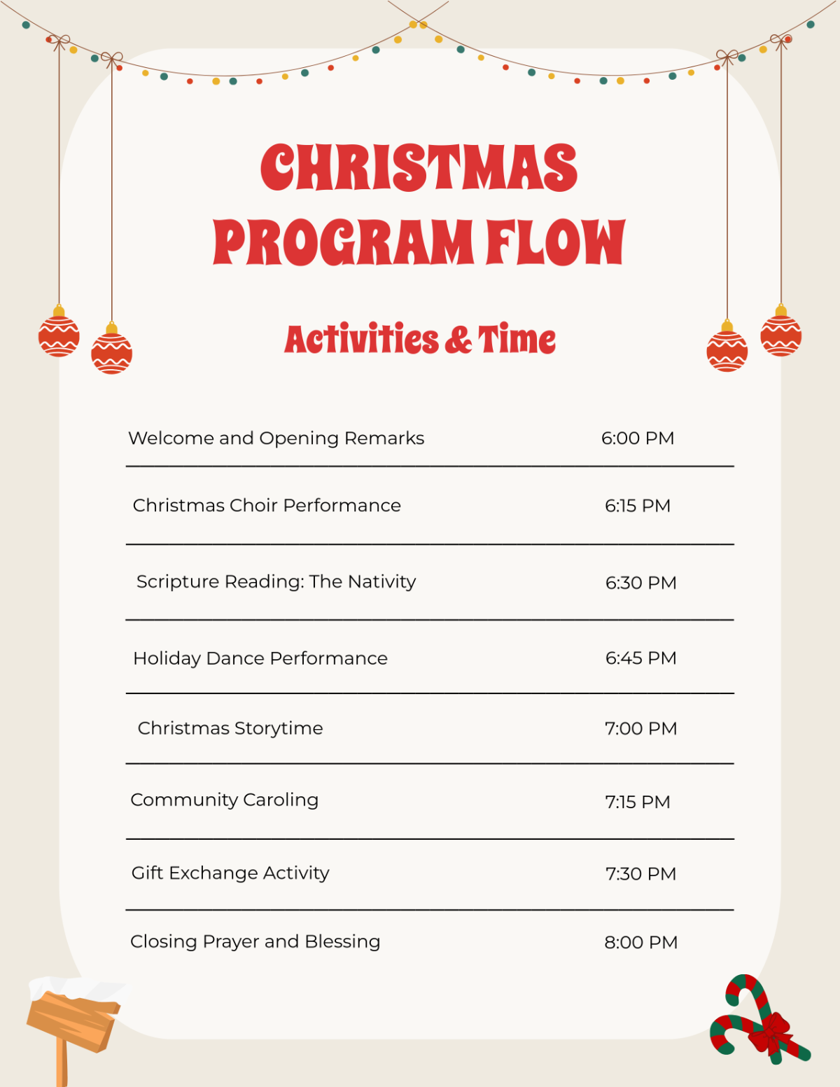 Christmas Program Flow Template - Edit Online & Download