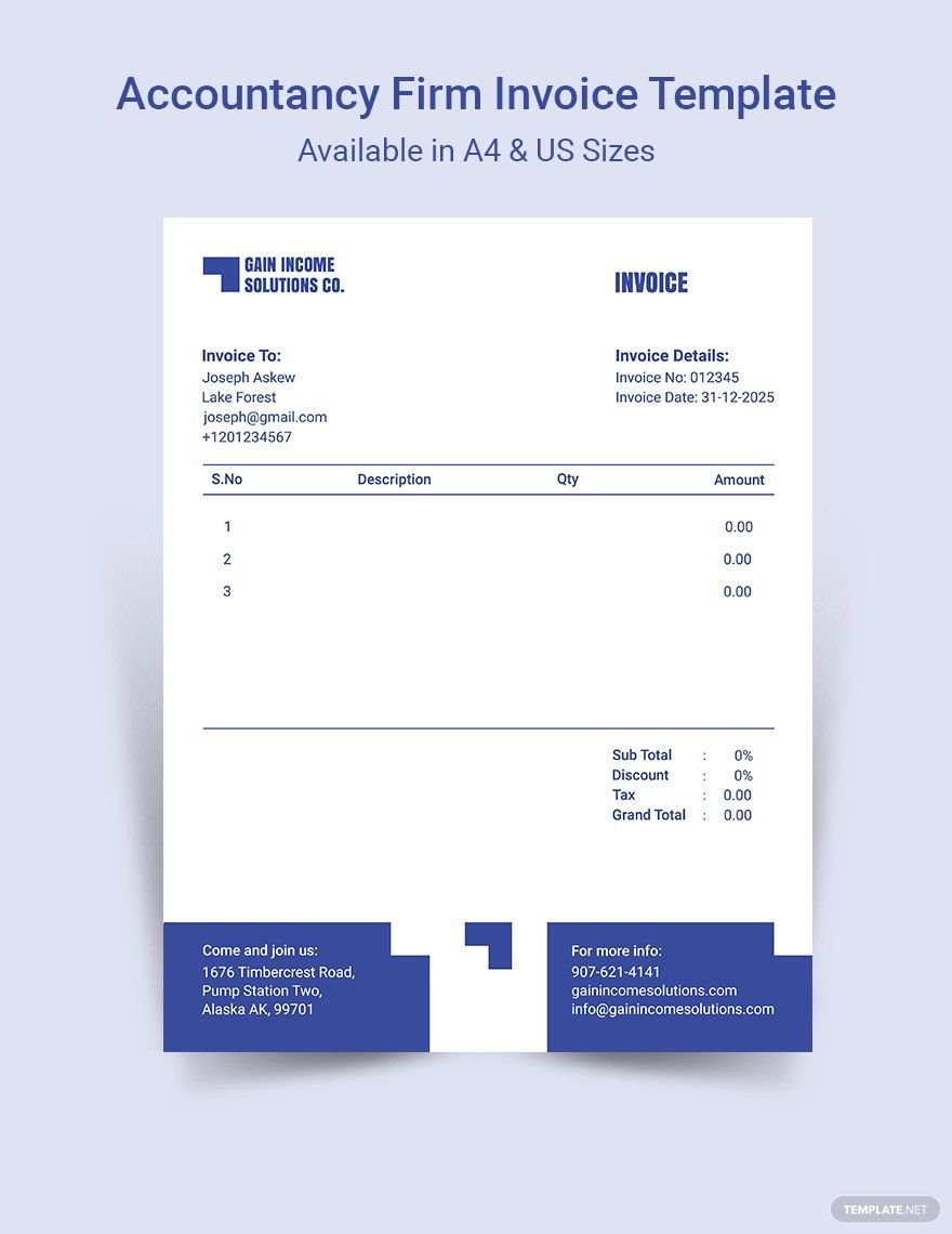 Free Accountancy Firm Invoice Template