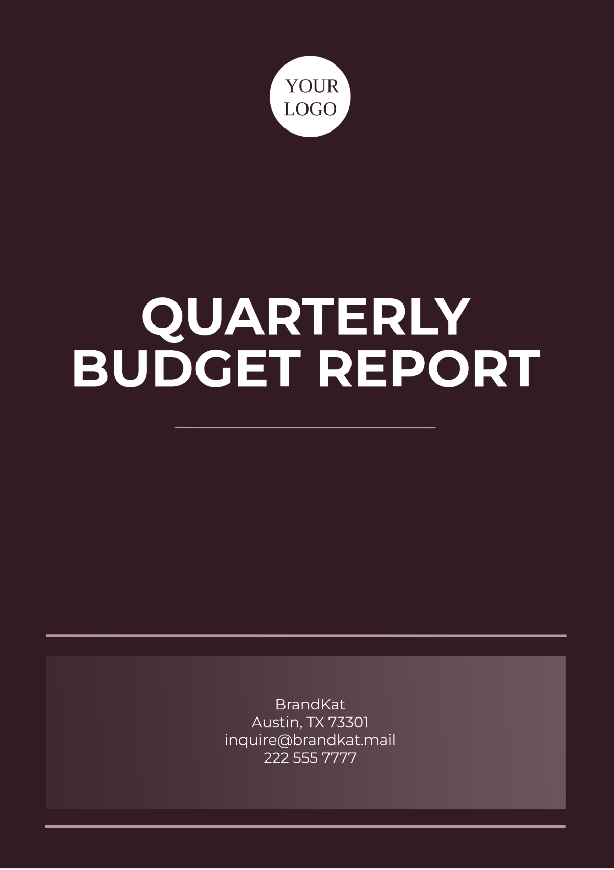 Quarterly Budget Report Template