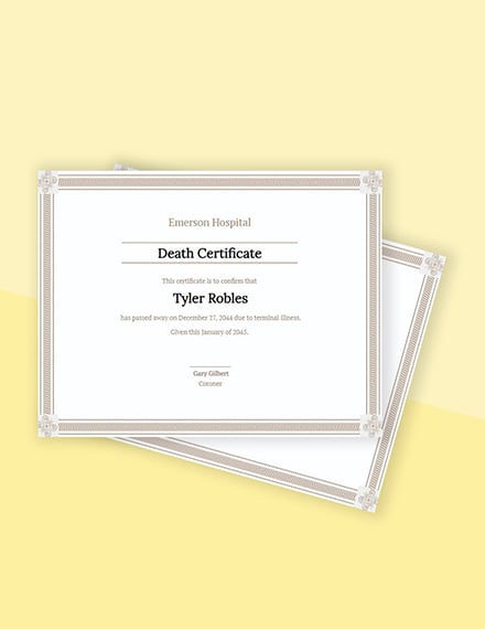 Free Death Certificate Template