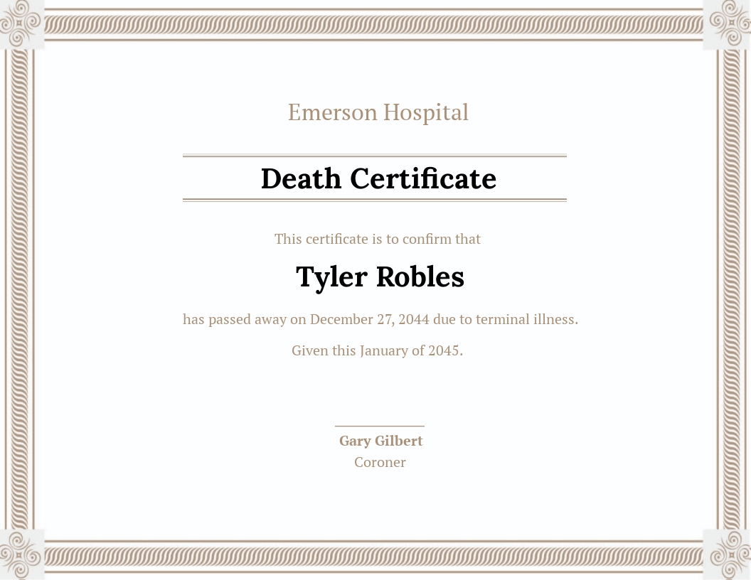 Death Certificate Template - Google Docs, Illustrator, InDesign, Word, Apple Pages, PSD, Publisher
