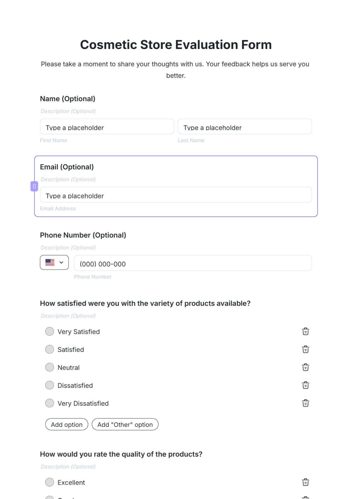 Cosmetic Store Evaluation Form Template - Edit Online & Download