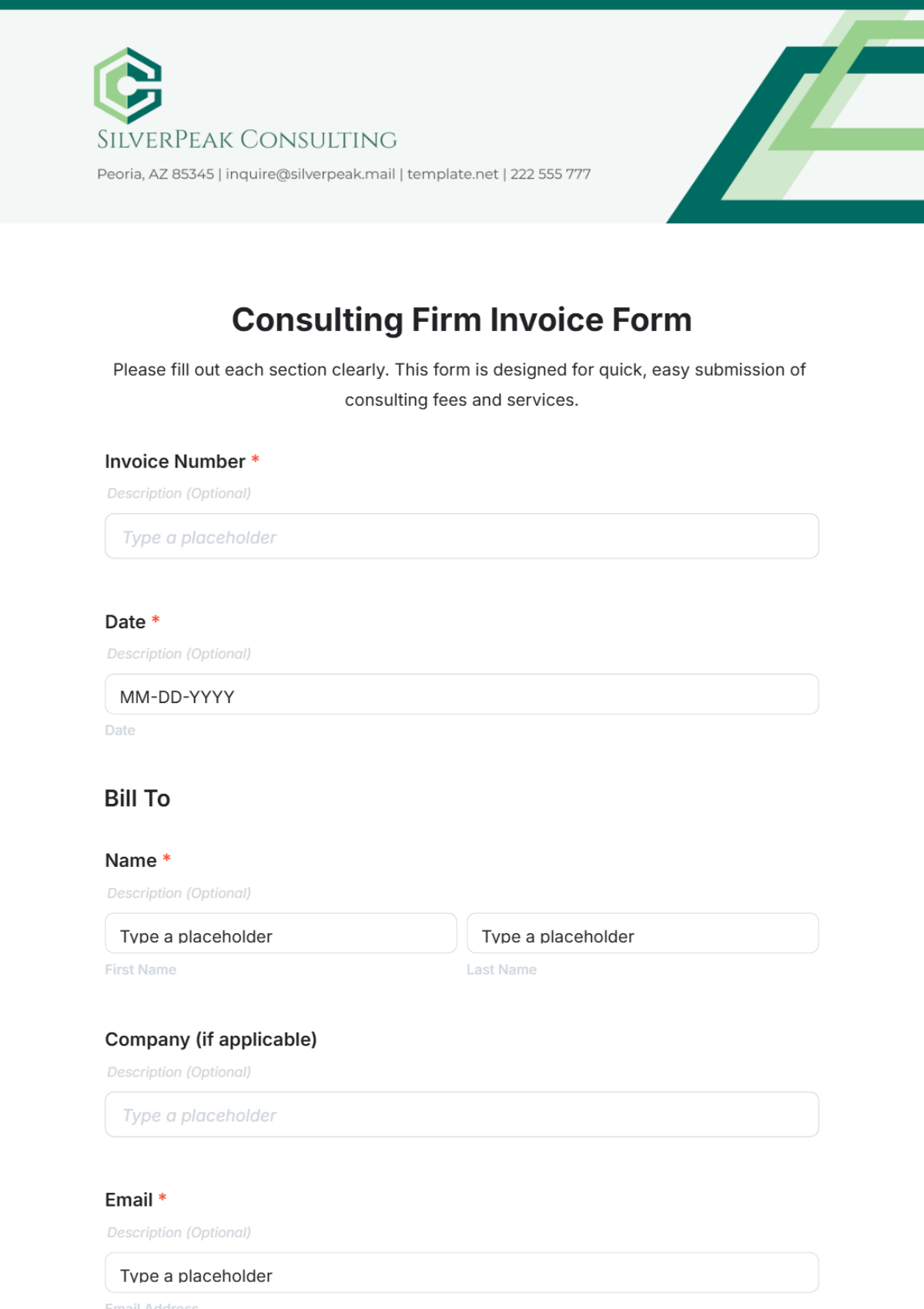 Consulting Firm Invoice Form Template - Edit Online & Download