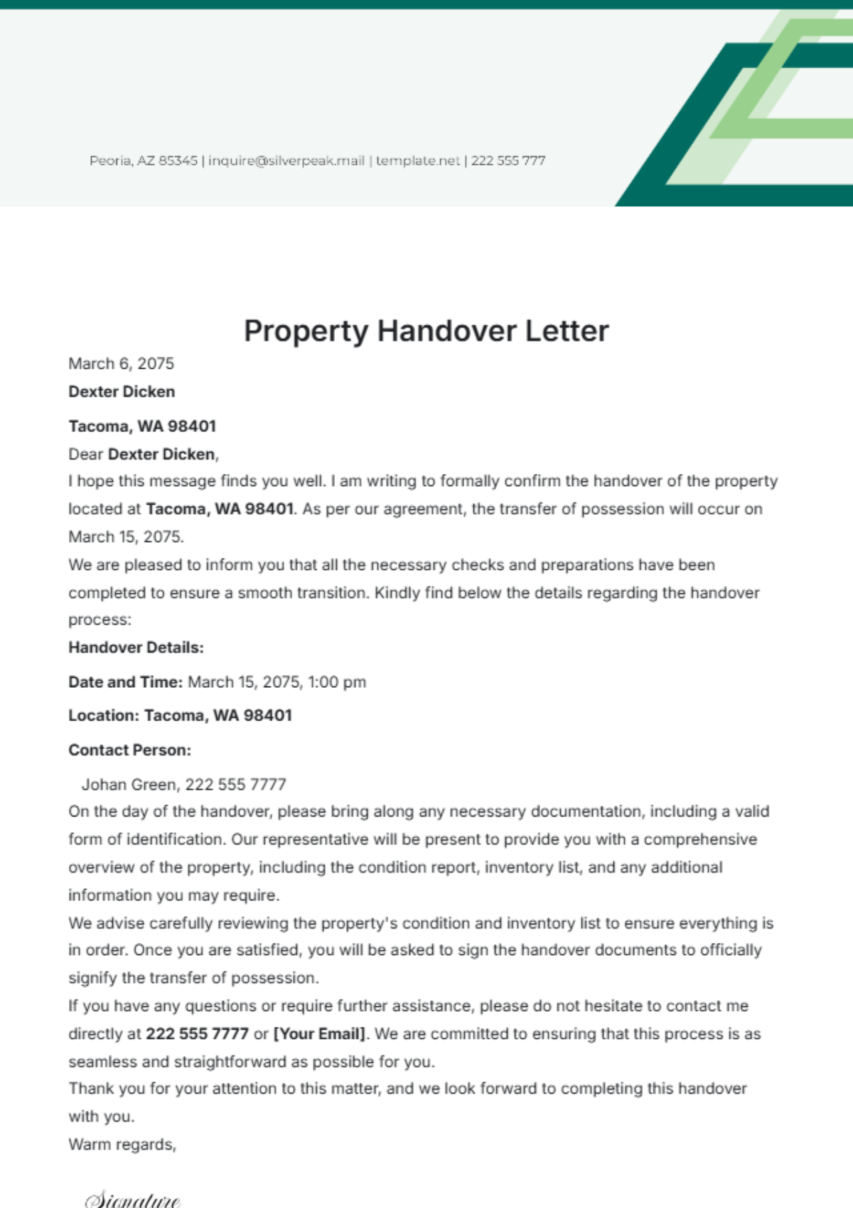 Property Handover Letter Template - Edit Online & Download