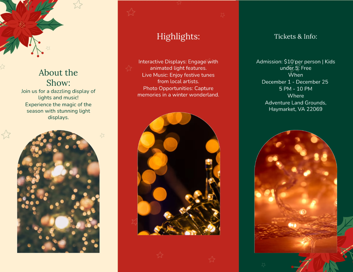 Free Christmas Light Show Brochure Template to Edit Online