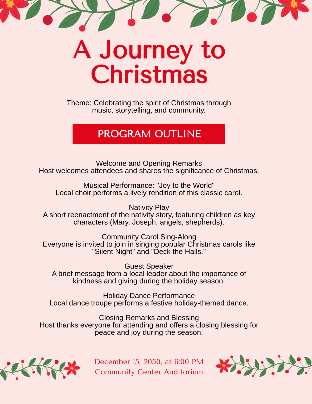 Christmas Program Template - Edit Online & Download