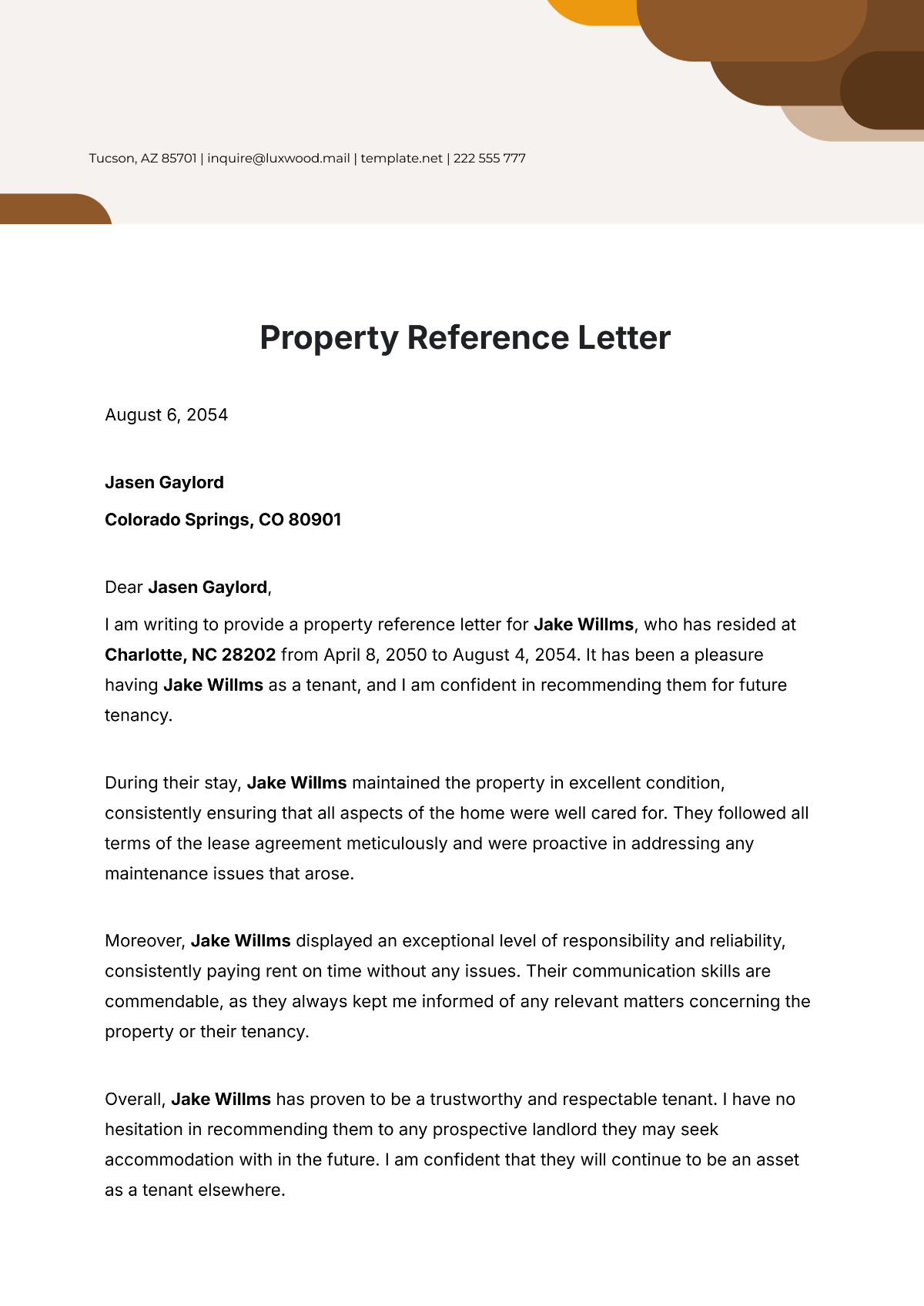 Property Reference Letter Template - Edit Online & Download