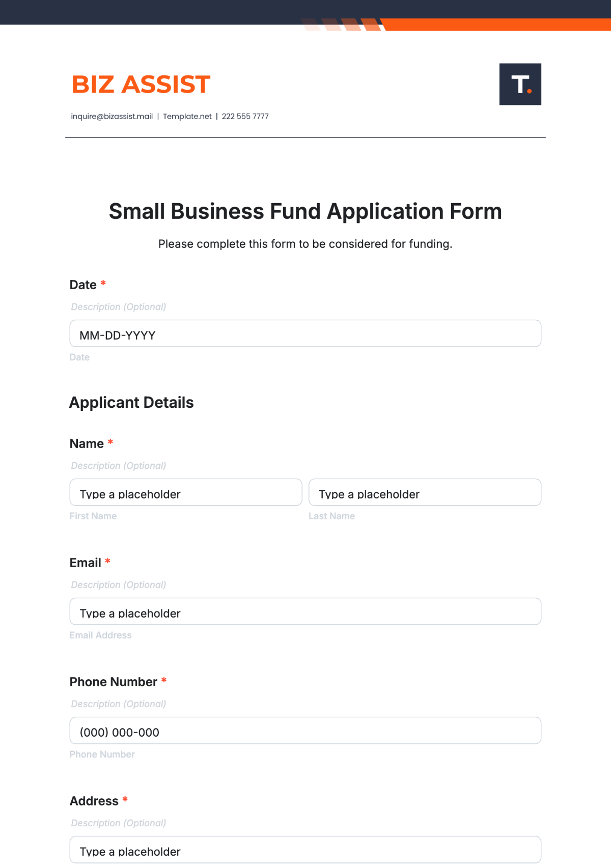 Small Business Fund Application Form Template - Edit Online & Download