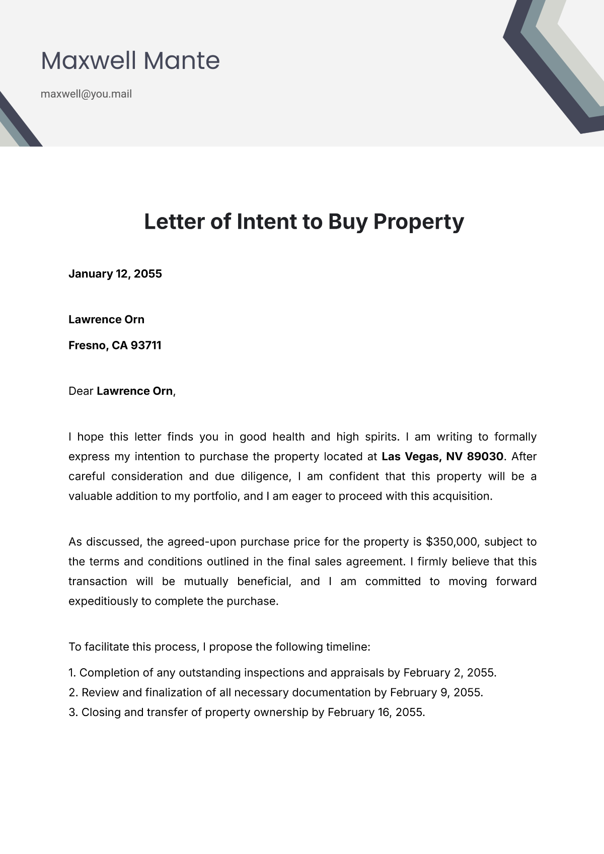 Letter of Intent to Buy Property Template - Edit Online & Download