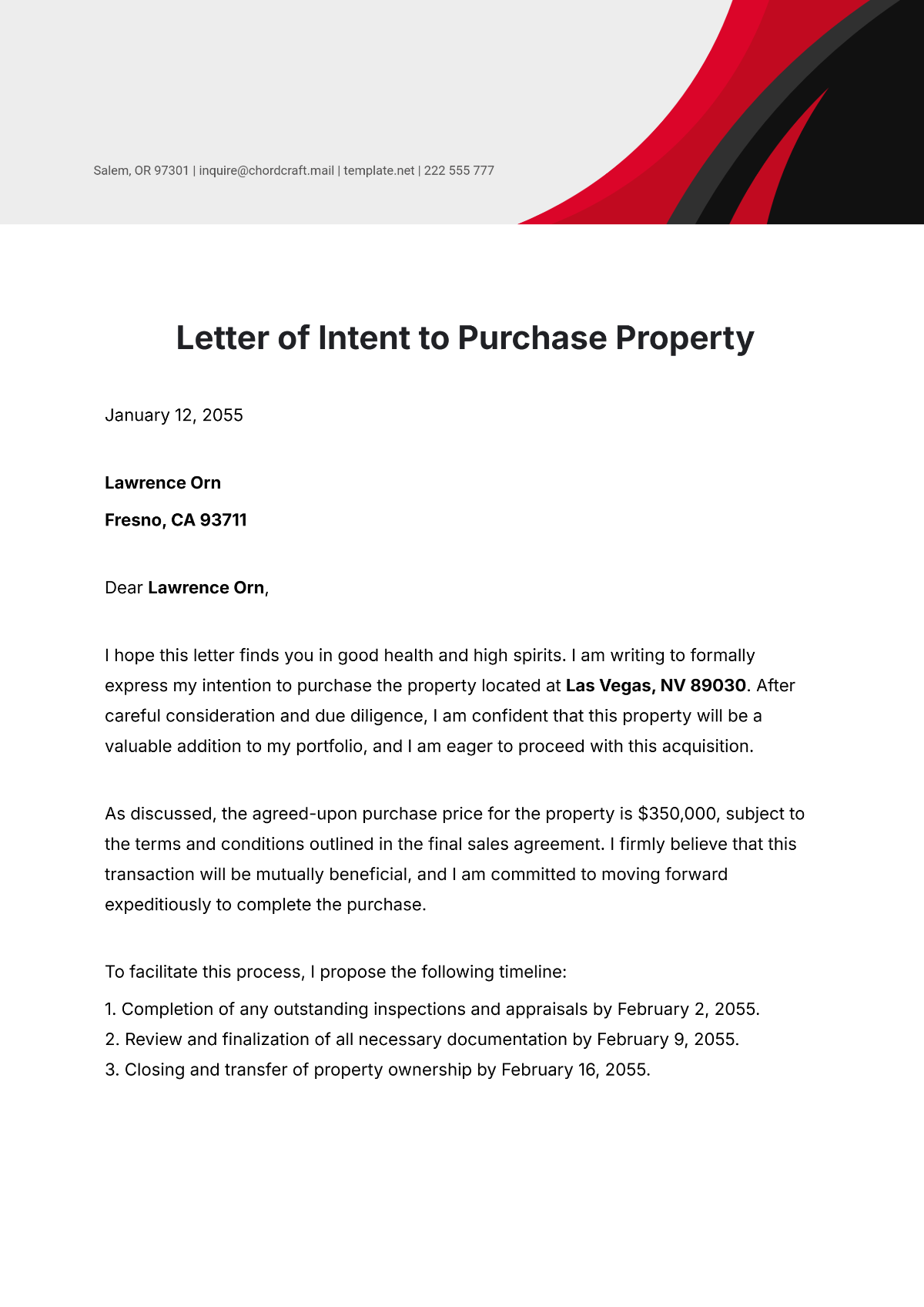 Letter of Intent to Purchase Property Template - Edit Online & Download