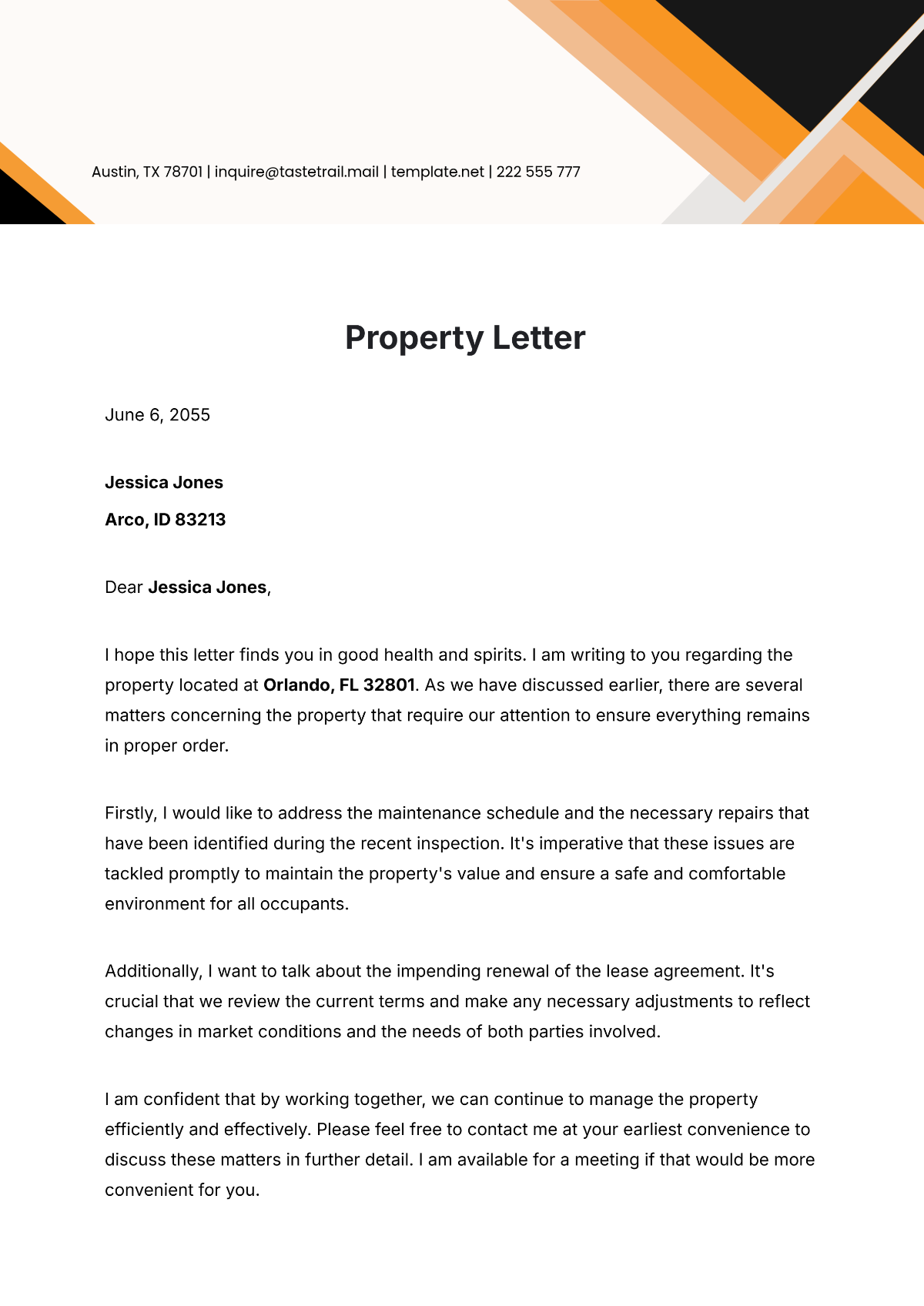 Property Letter Template - Edit Online & Download