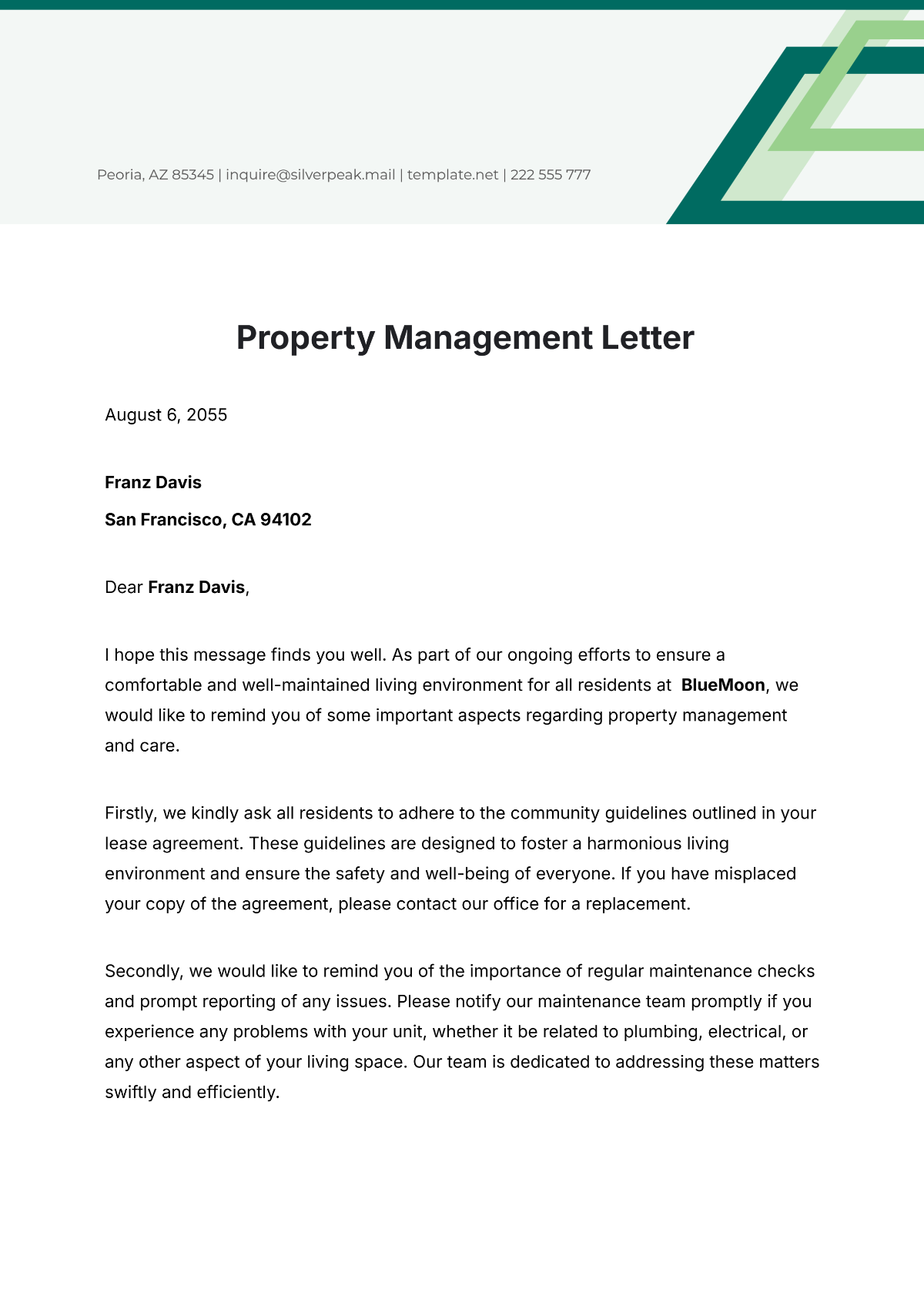 Property Management Letter Template - Edit Online & Download