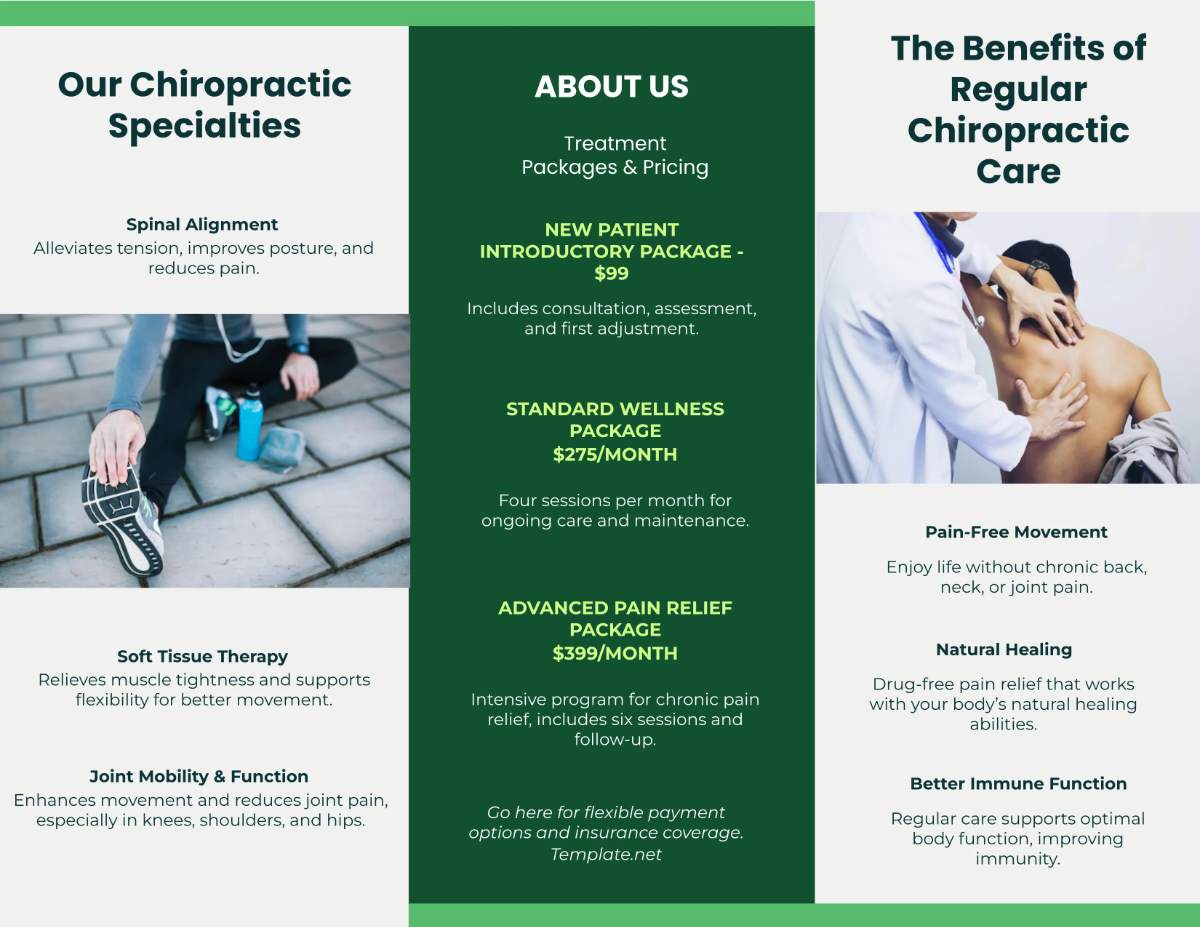 Free Chiropractic Clinic Brochure Template to Edit Online