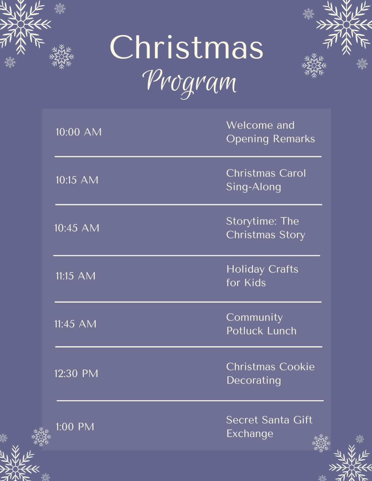 Simple Christmas Program Template - Edit Online & Download