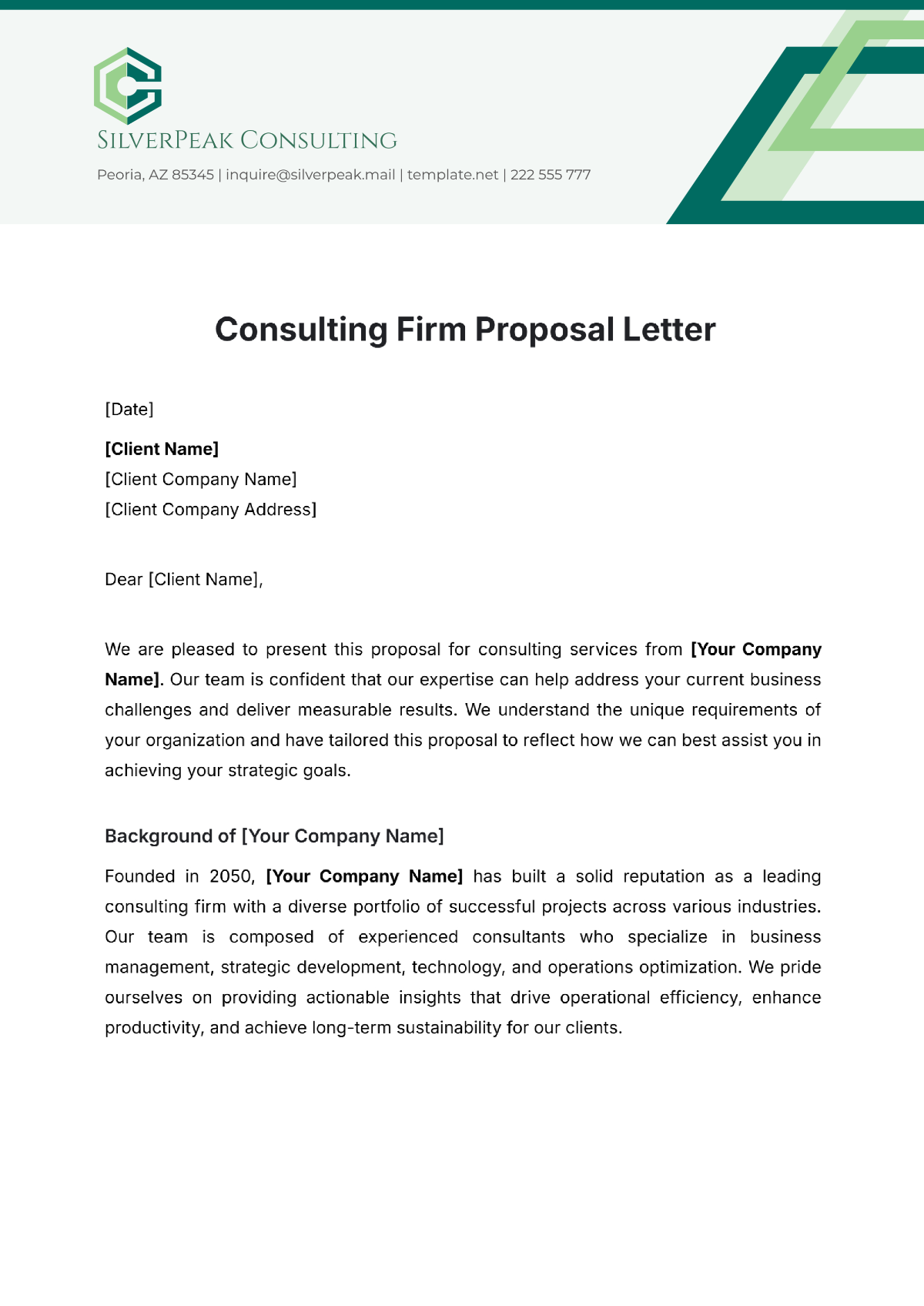 Consulting Firm Proposal Letter Template - Edit Online & Download