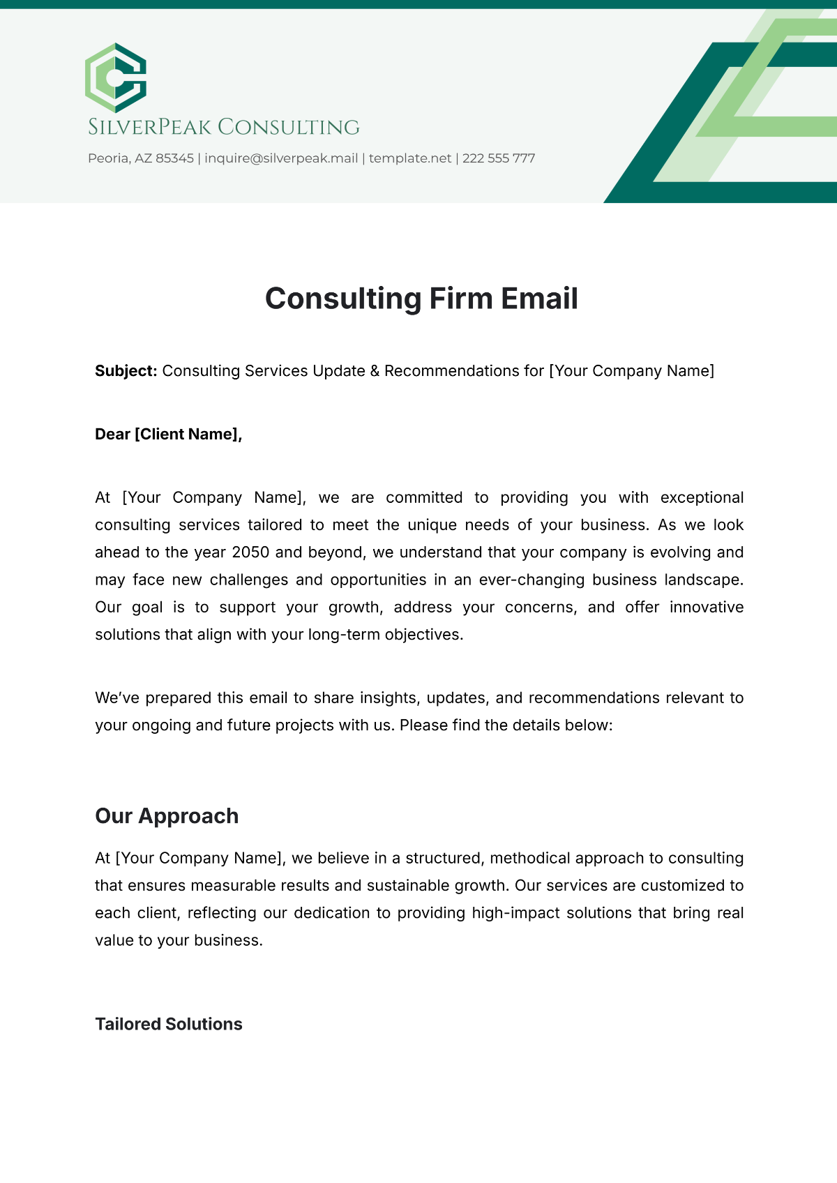 Consulting Firm Email Template - Edit Online & Download