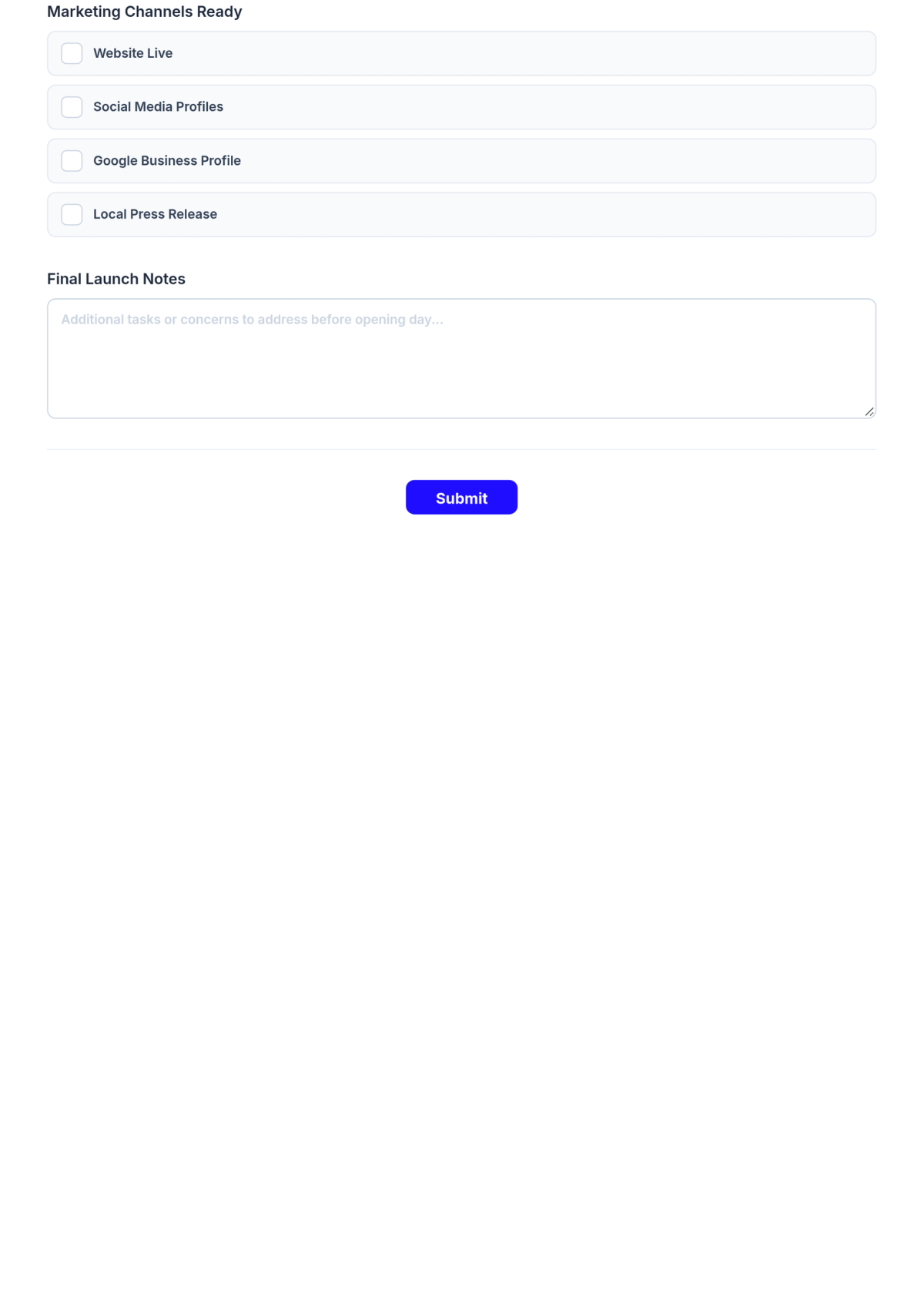 Free Sample Business Opening Checklist Template & AI Maker Free Sample Business Opening Checklist Template & AI Maker
