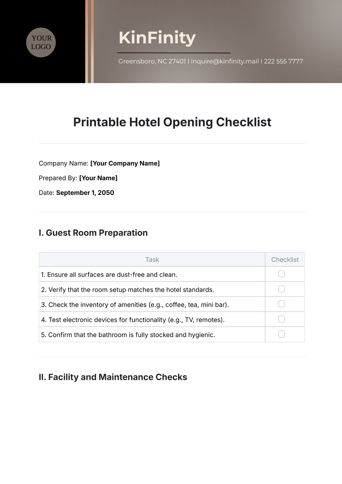 Printable Hotel Opening Checklist Template - Edit Online & Download