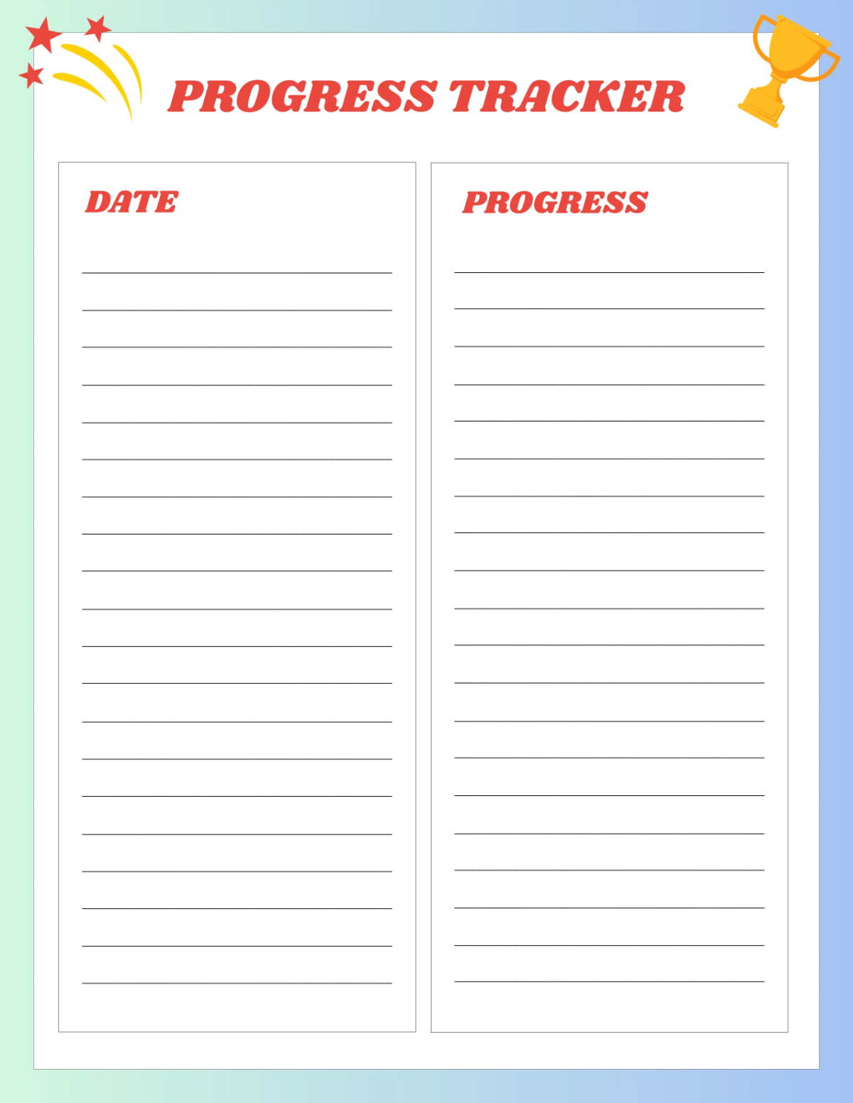 Free Goals Template to Edit Online