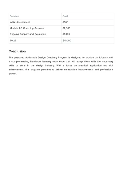 Free Actionable Design Coaching Proposal Template to Edit Online