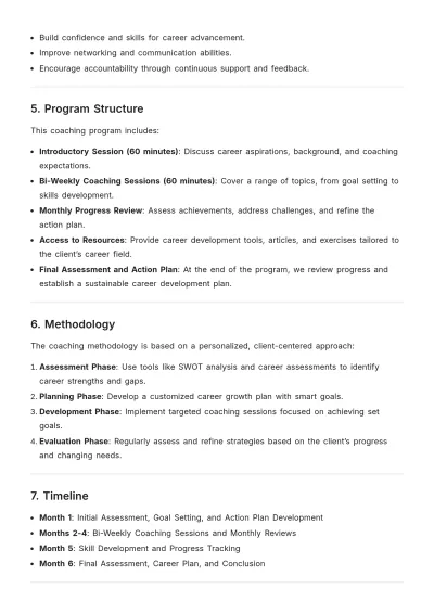 Free Career Growth Coaching Proposal Template to Edit Online