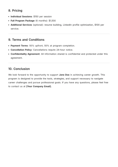 Free Career Growth Coaching Proposal Template to Edit Online
