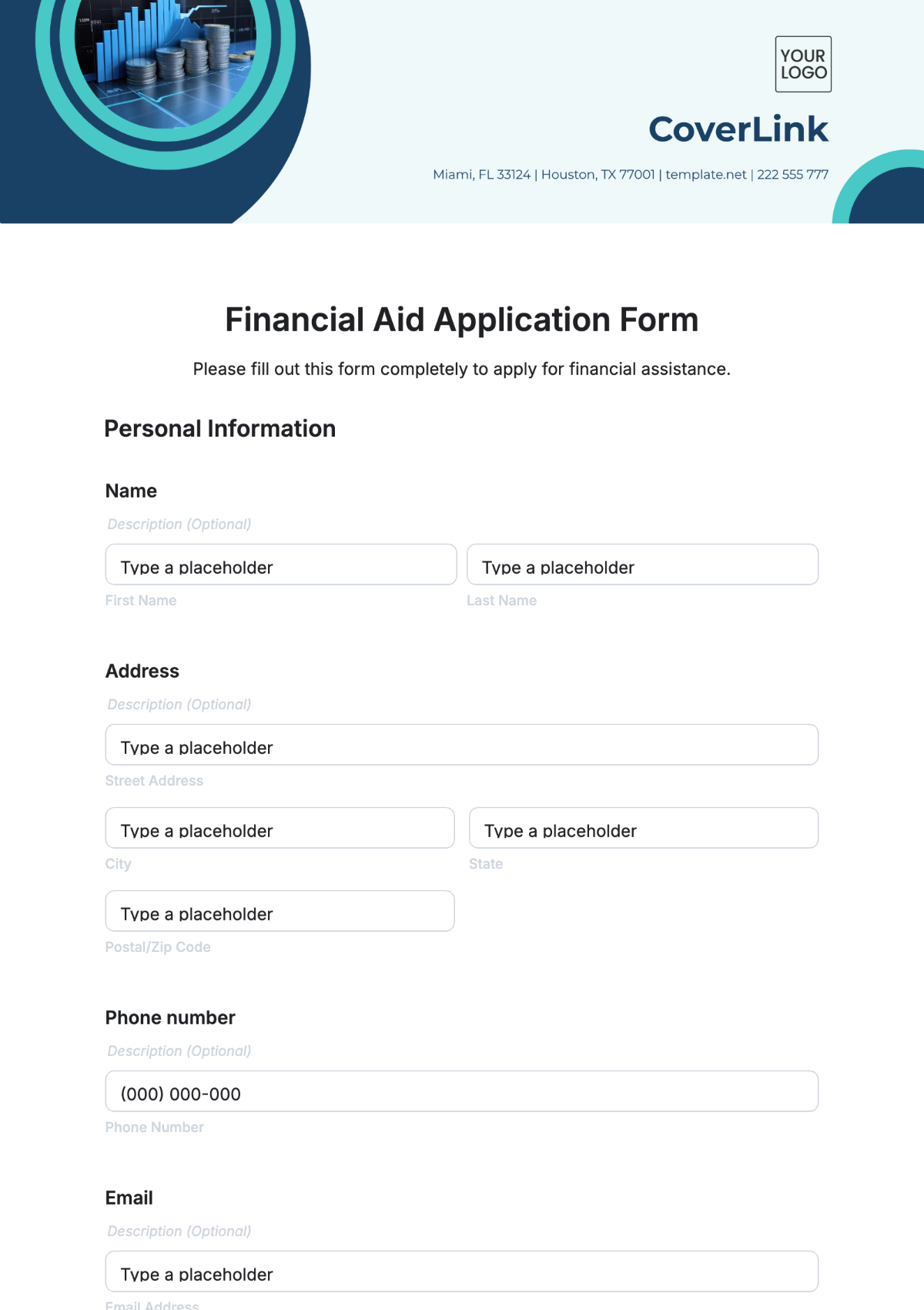 Financial Aid Application Form Template - Edit Online & Download