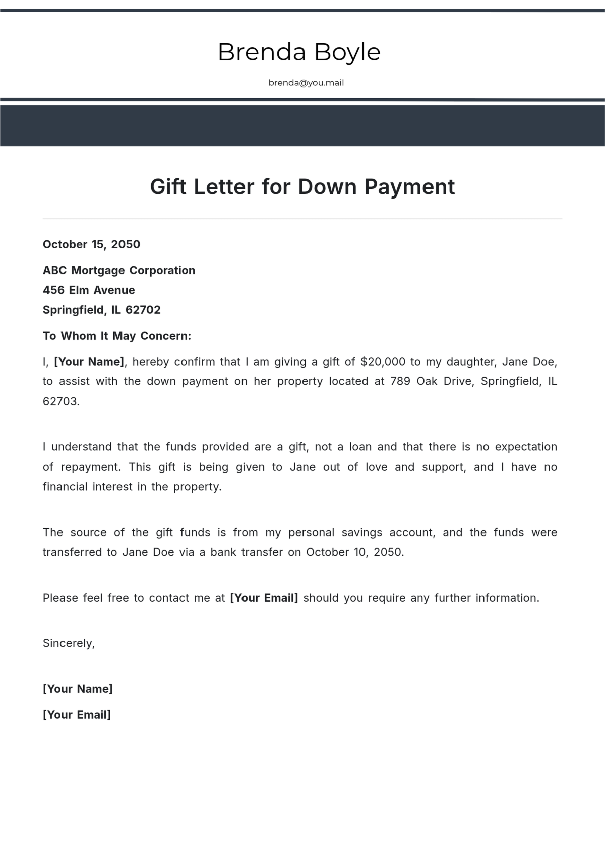 What Is A Gift Letter For Morte Down Payment Calculator Infoupdate