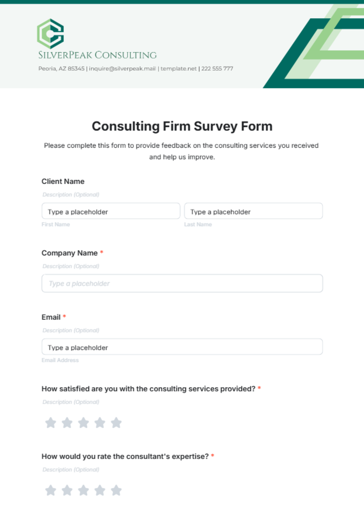 Consulting Firm Survey Form Template - Edit Online & Download