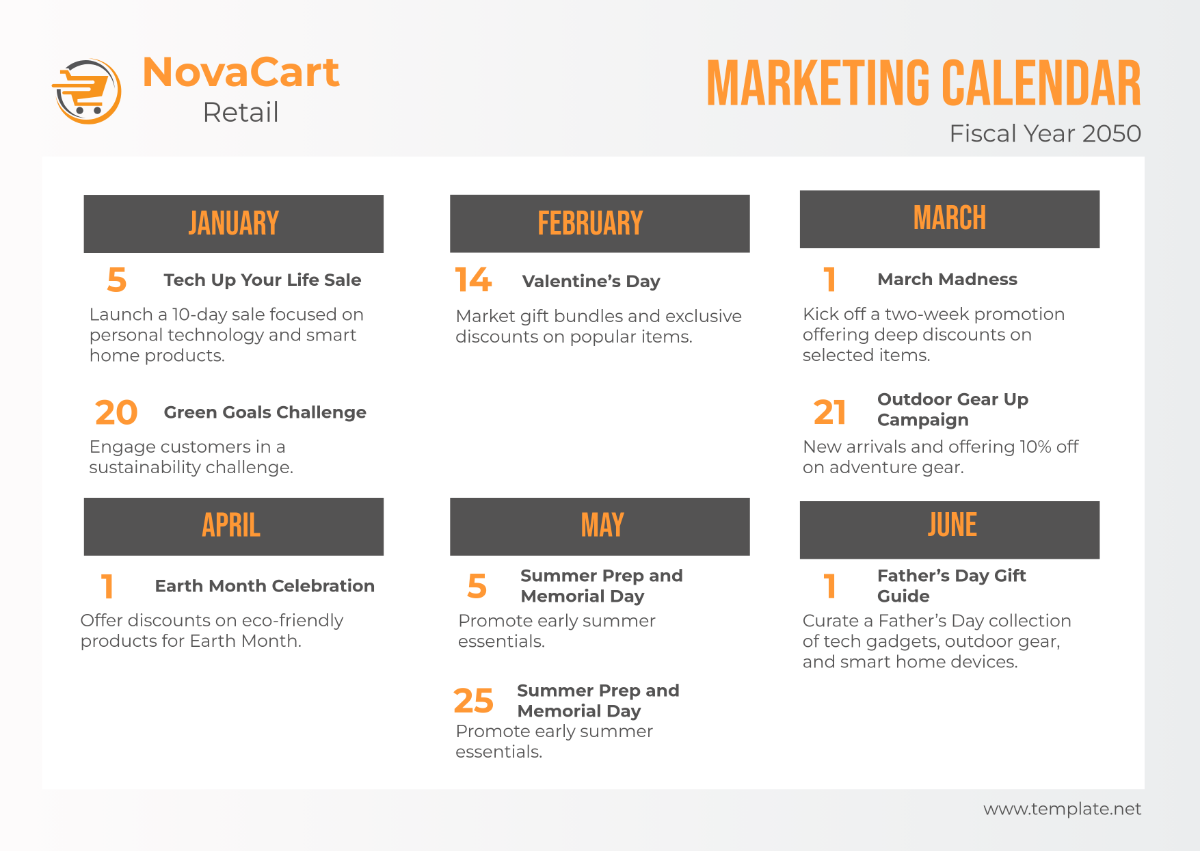 Retail Marketing Calendar Template - Edit Online & Download