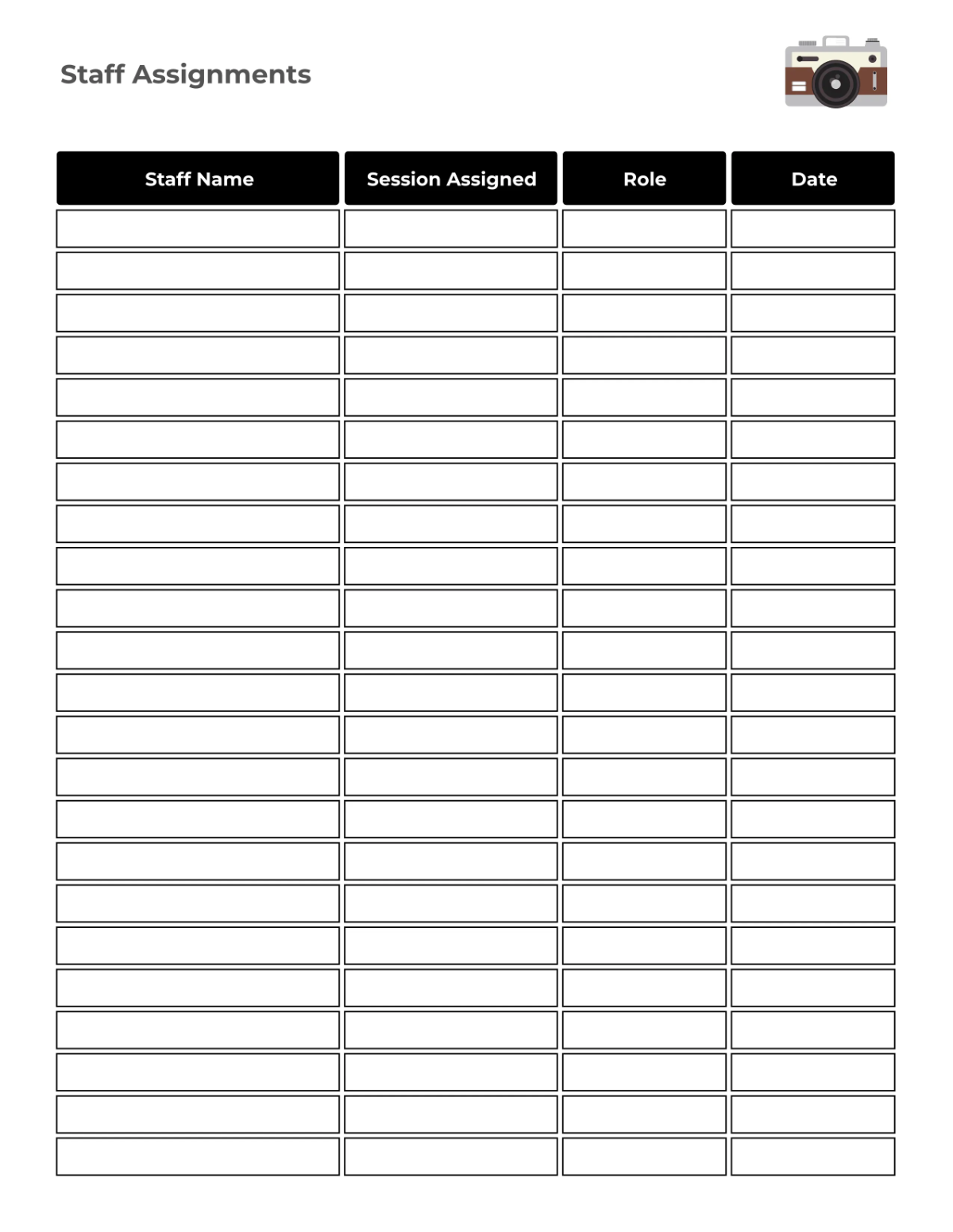 Free Photography Session Planner Template to Edit Online