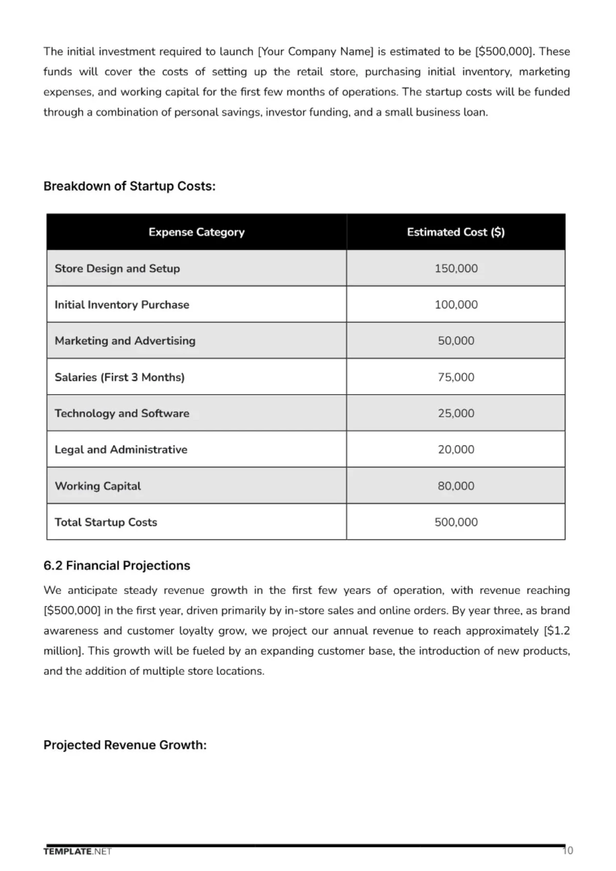 Free Cosmetic Store Business Plan Template to Edit Online