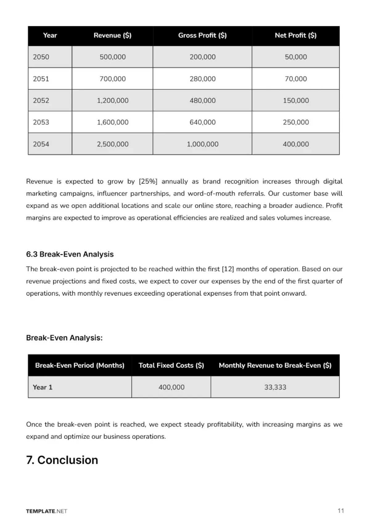 Free Cosmetic Store Business Plan Template to Edit Online