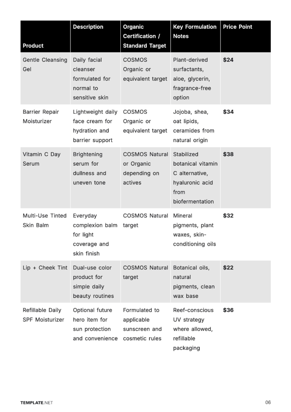 Free Cosmetic Store Business Plan Template to Edit Online