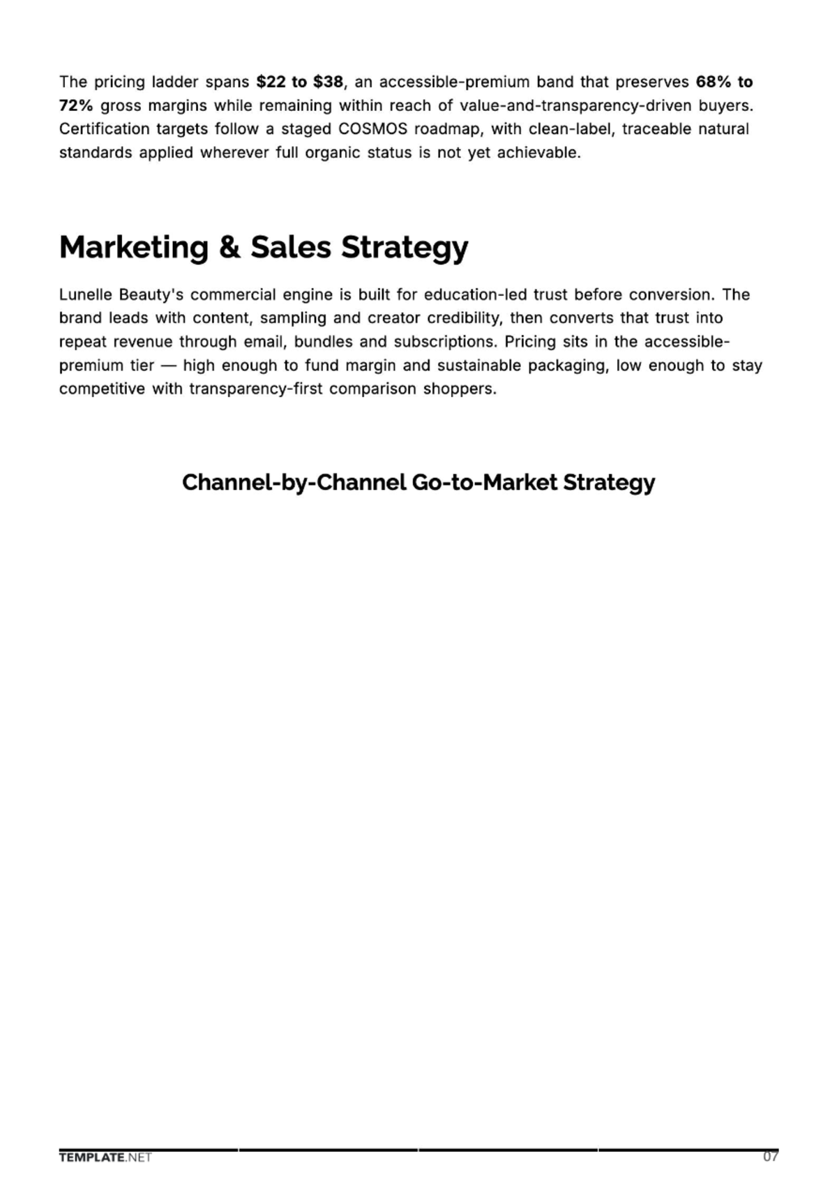 Free Cosmetic Store Business Plan Template to Edit Online