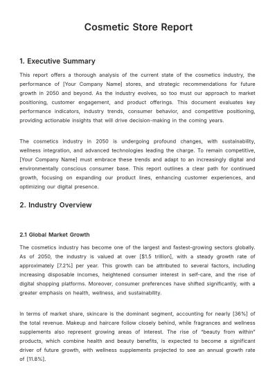 Free Cosmetic Store Report Template to Edit Online