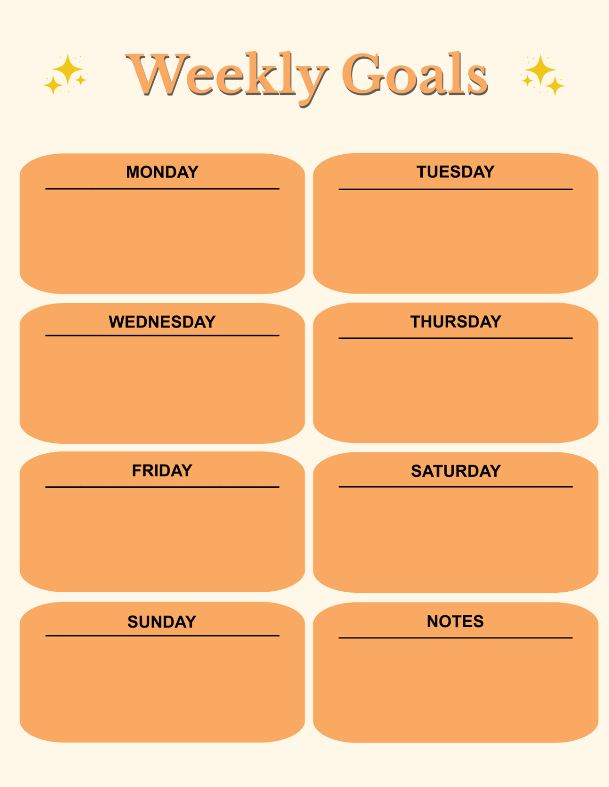 Weekly Goals Template