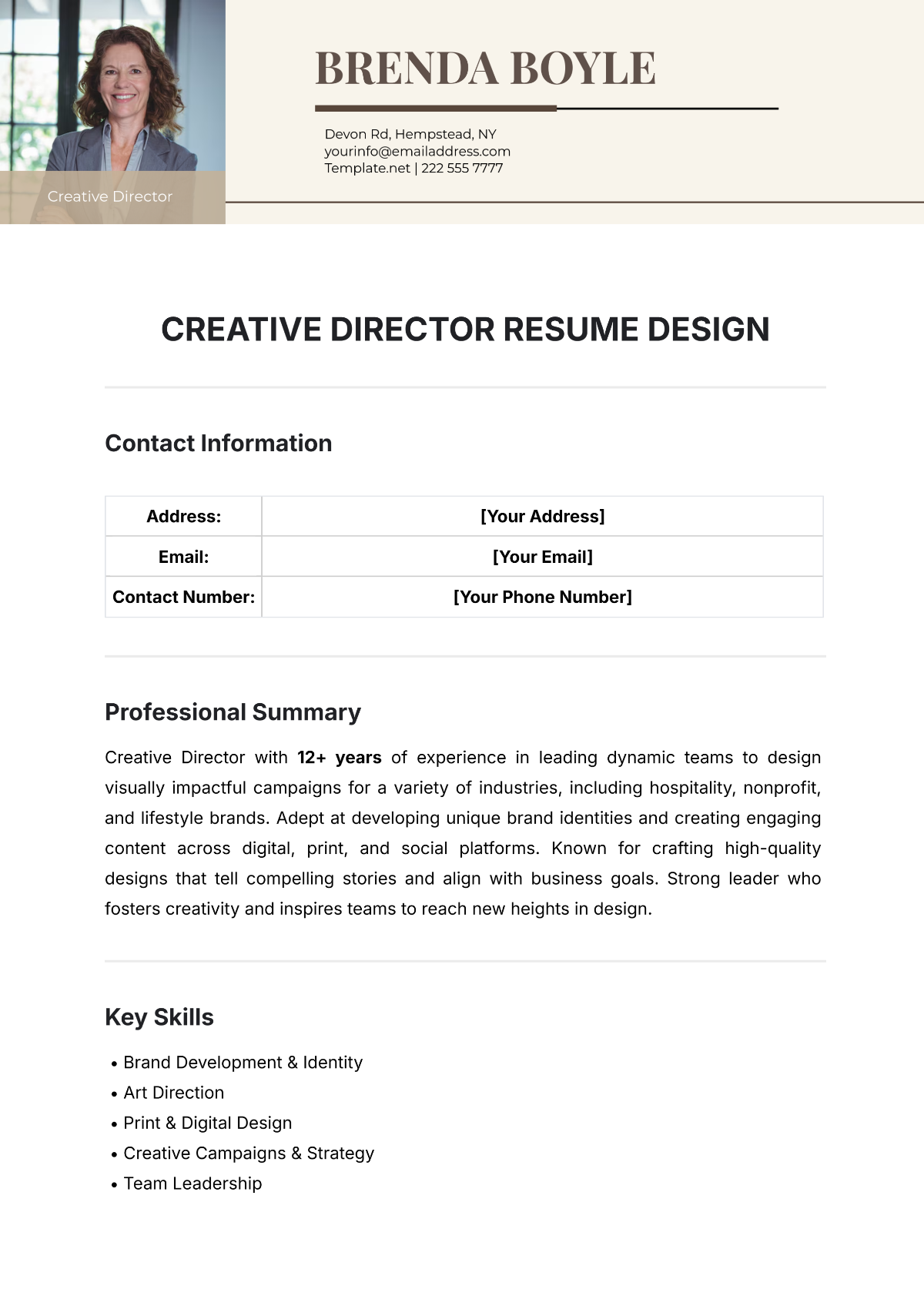 Creative Director Resume Design Template - Edit Online & Download