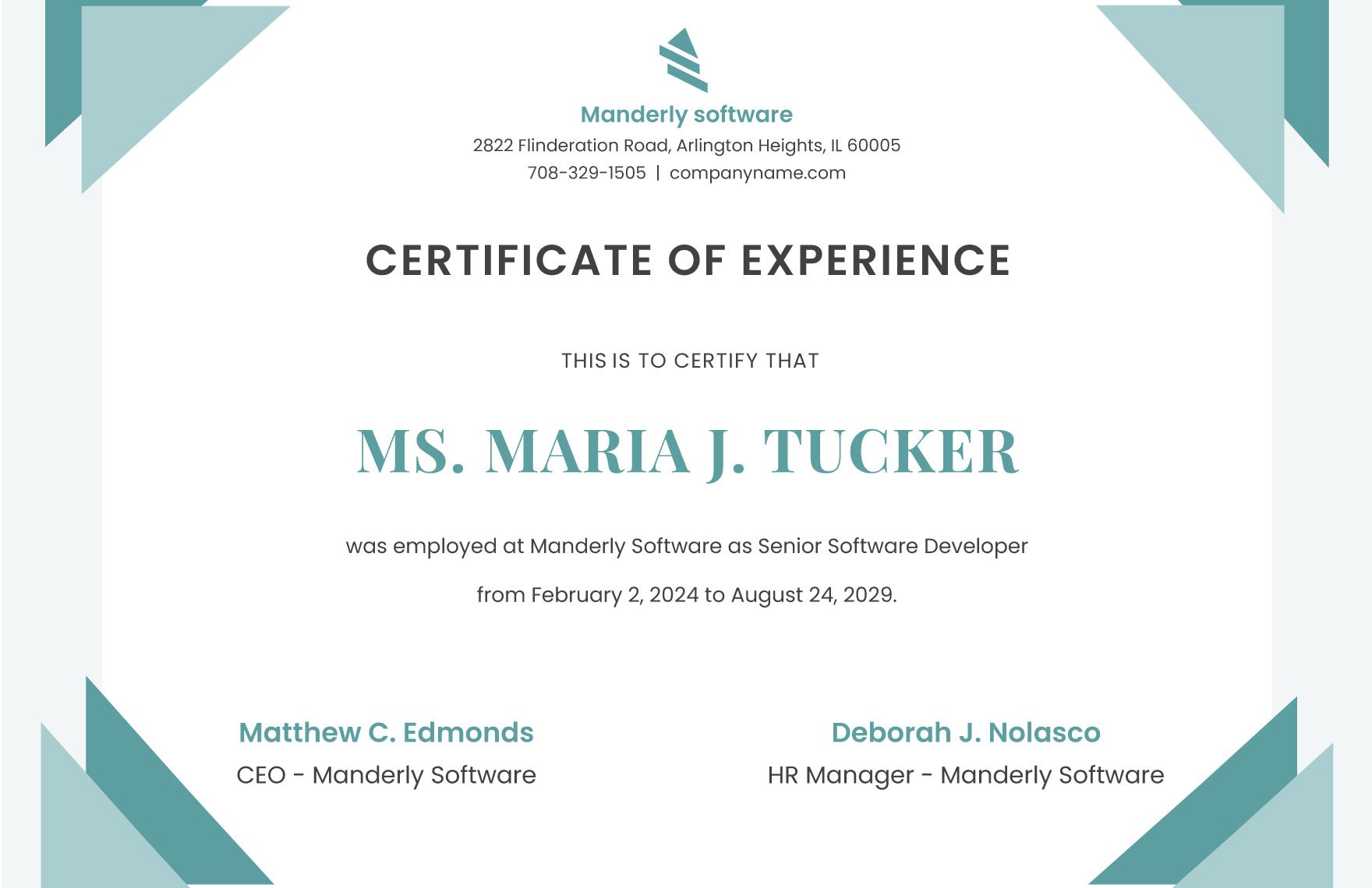 IT Experience Certificate Template