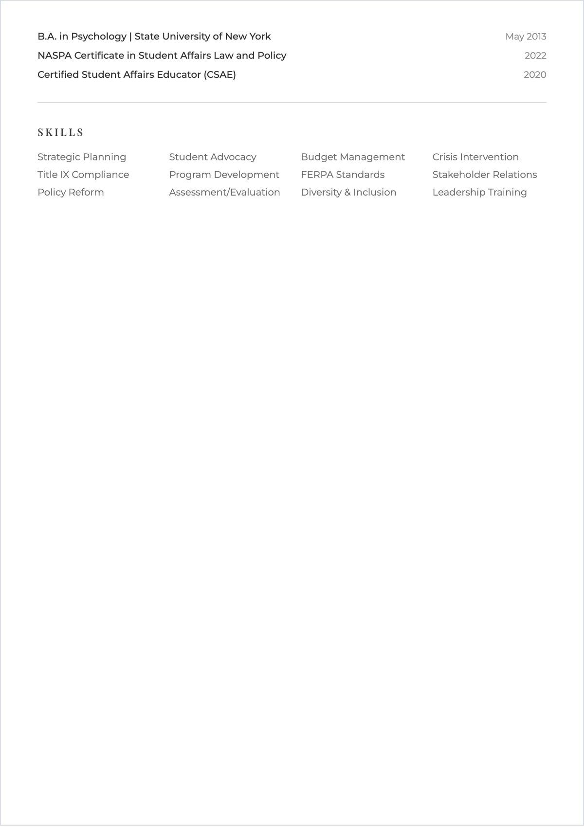 Free Assistant Director ATS Resume Template, AI Resume Builder