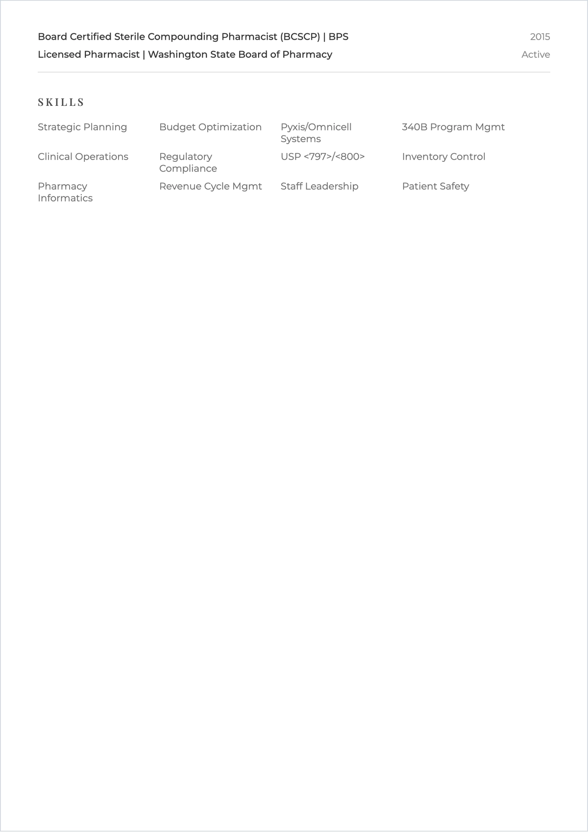 Free Pharmacy Director ATS Resume Template, AI Resume Builder