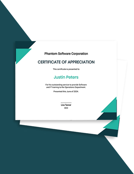 IT Appreciation Certificate Template - Google Docs, Illustrator, Word, Apple Pages, PSD, PDF