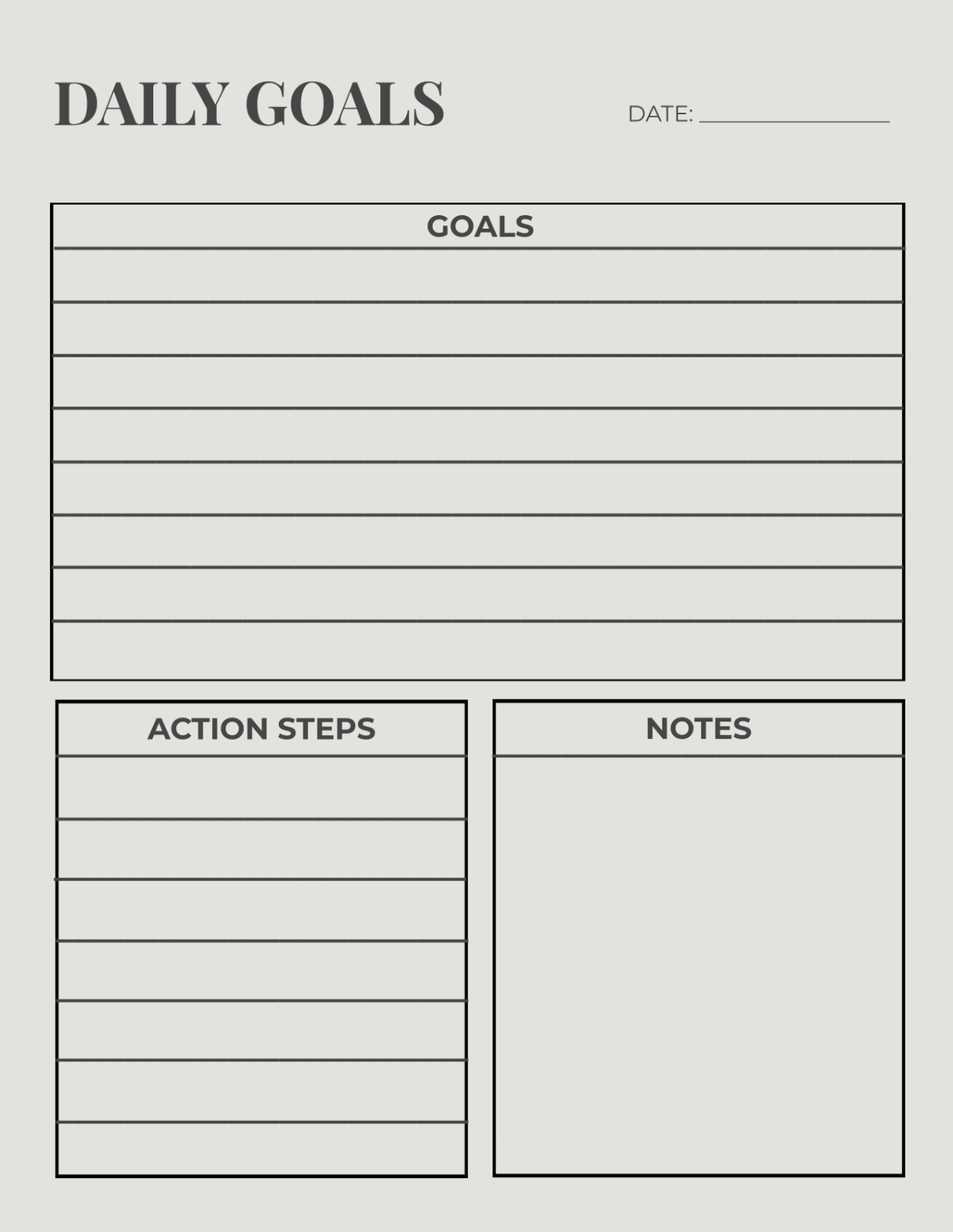 Daily Goals Template