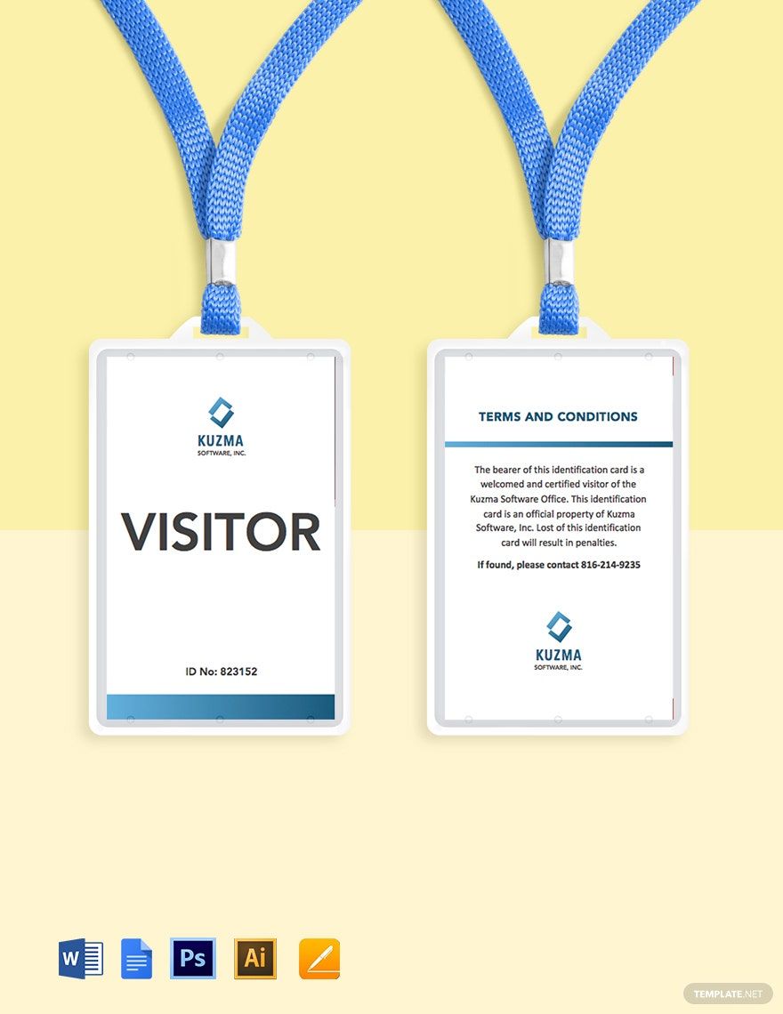 IT Company Visitor ID Card Template