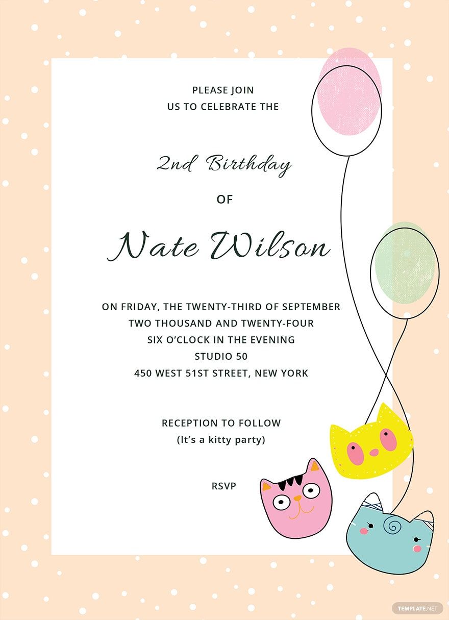 kitty Party Invitation Template in Word, Illustrator, PSD, Apple Pages, Publisher, Outlook